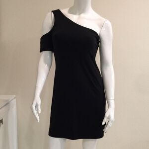 Black dress up to the knees.